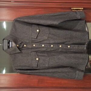 Vintage Oakbrook embroidered beaded button-up oversized shirt - M - black denim